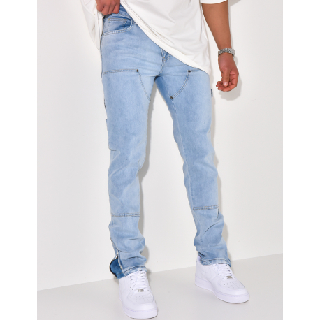 Jeans à empiècement ton sur ton  