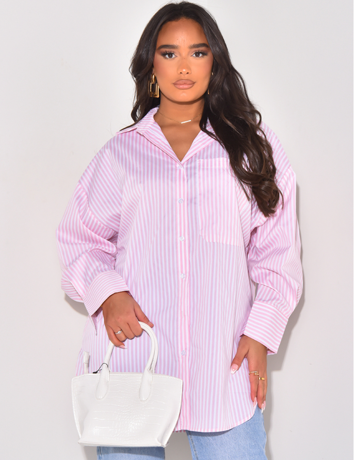 Oversized striped shirt dress