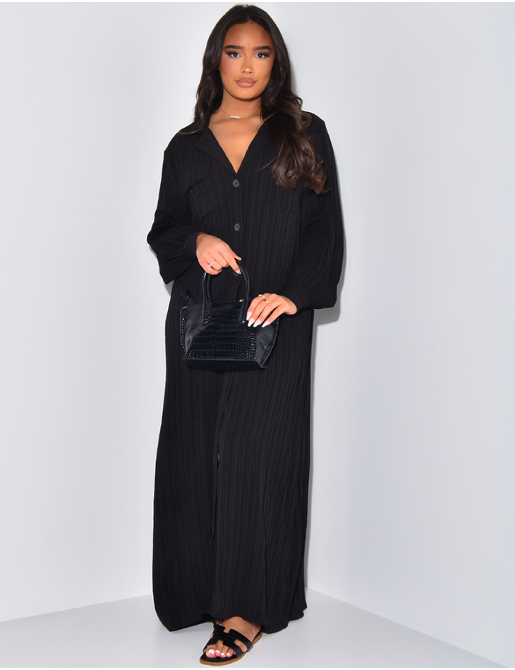 Shirt-style maxi dress with pockets