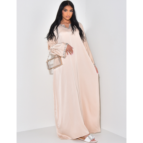 Loose abaya with crystals on the edges