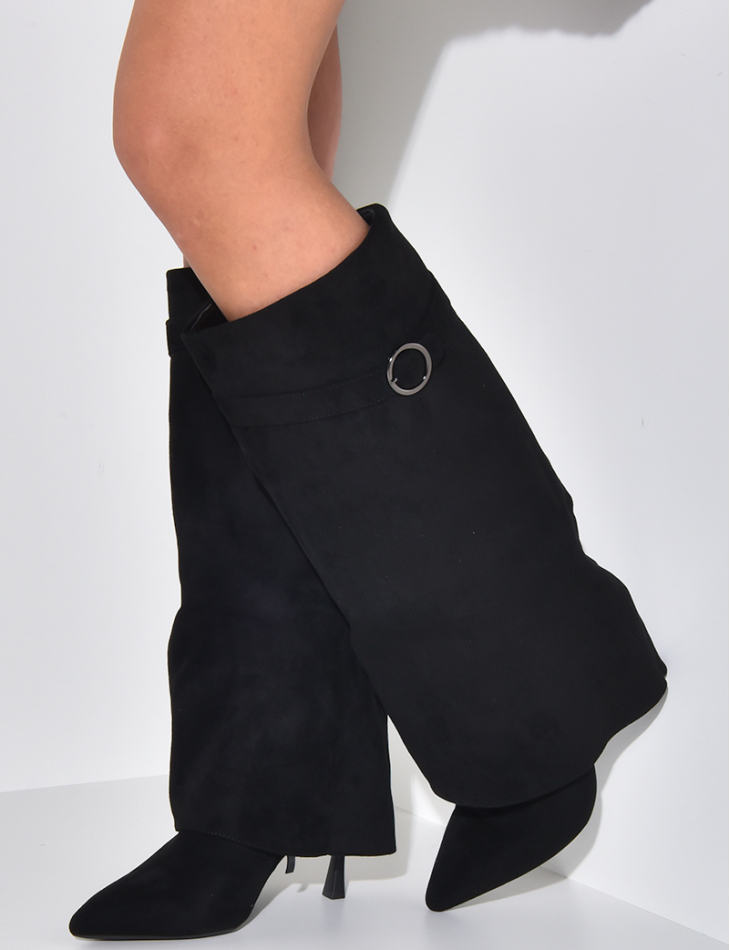 Gaiter-style boots with thin heels