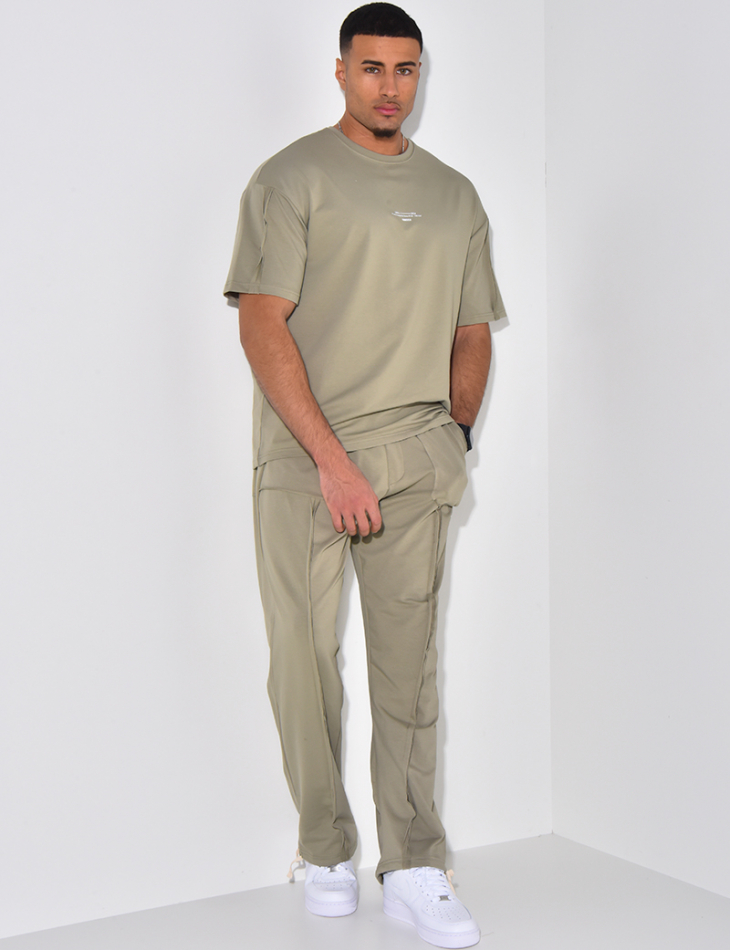 Ensemble pantalon et t-shirt à coutures apparentes "1991-2024"