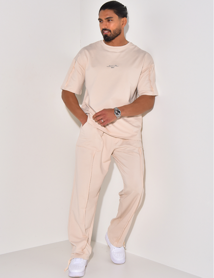 Ensemble pantalon et t-shirt à coutures apparentes "1991-2024"