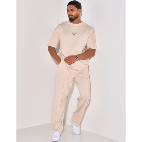 Ensemble pantalon et t-shirt à coutures apparentes "1991-2024"