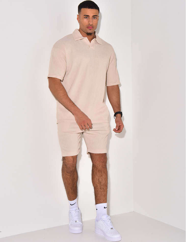 Ensemble short et polo texturé