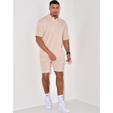 Ensemble short et polo texturé