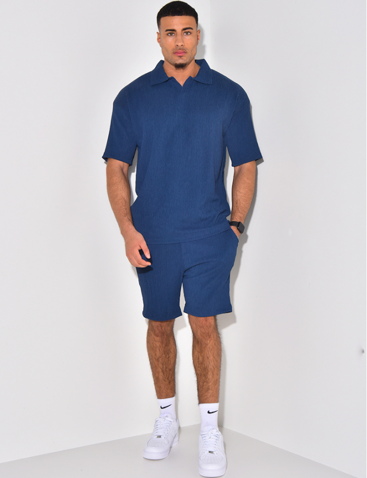 Ensemble short et polo texturé