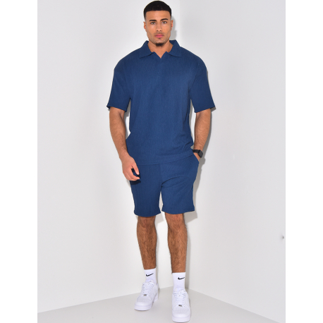 Ensemble short et polo texturé