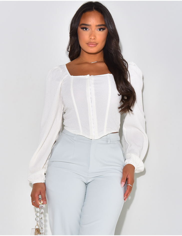 Romantic little corset top in textured fabric