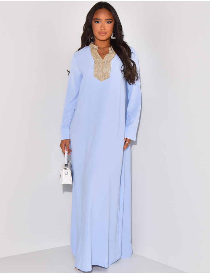 Long abaya with embroidery