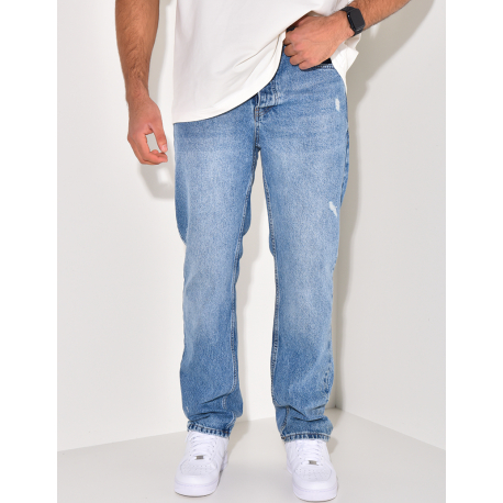 Jeans coupe droite destroy