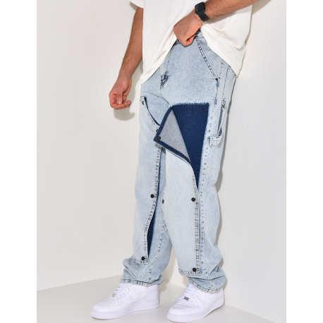 Jeans avec empiècements à pressions