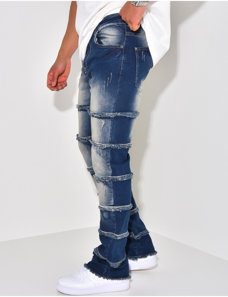 Jeans delave a empiecements