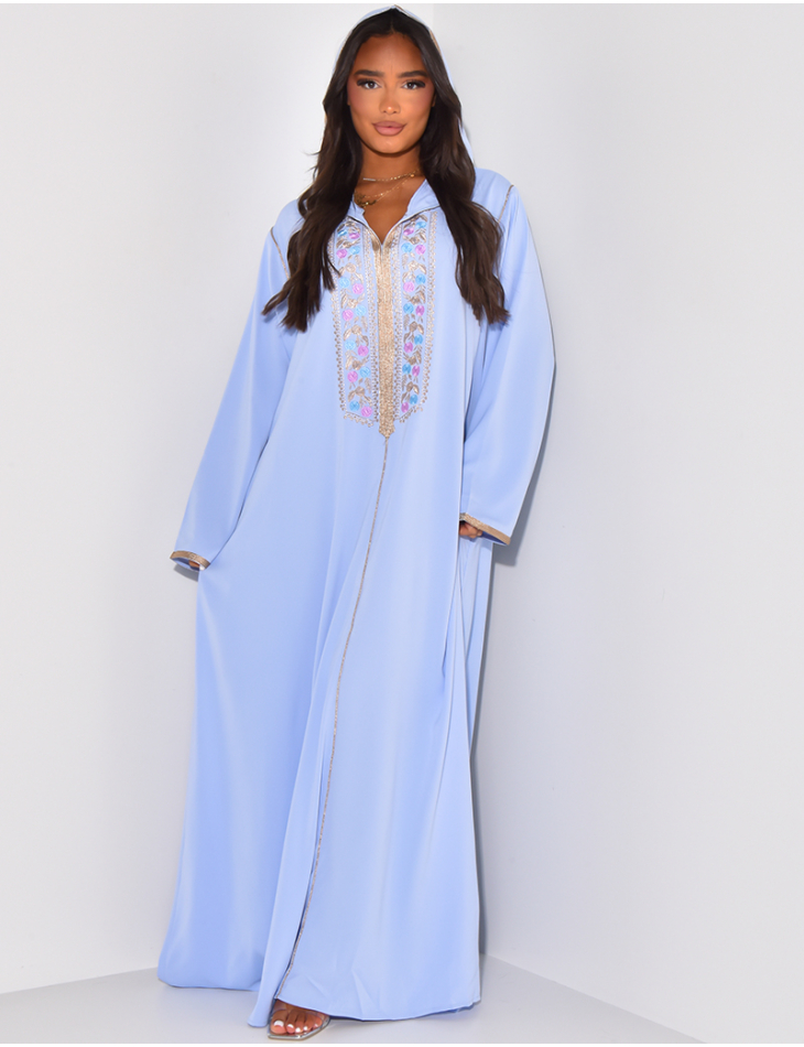 Large abaya with embroidery and hood