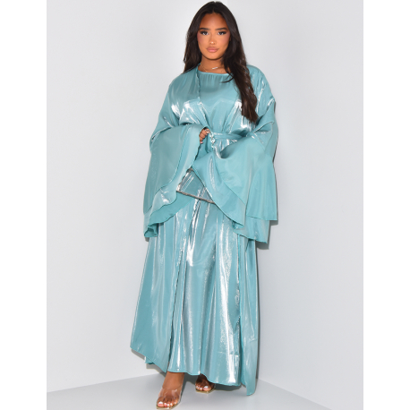 Ensemble robe et kimono à volants sur les manches avec ceinture