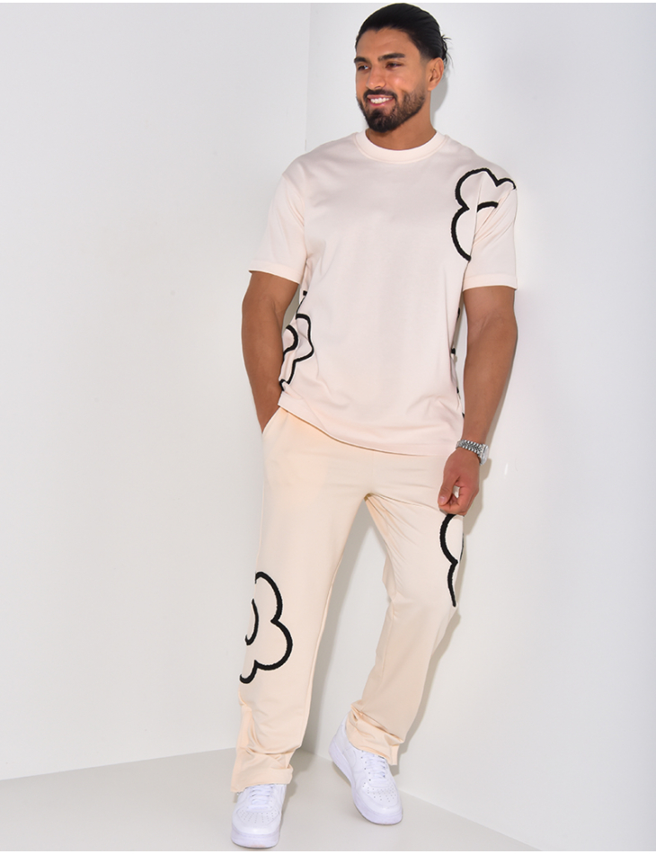 Ensemble pantalon et t-shirt à motifs brodés