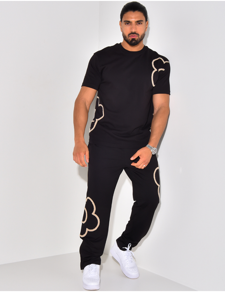 Ensemble pantalon et t-shirt à motifs brodés