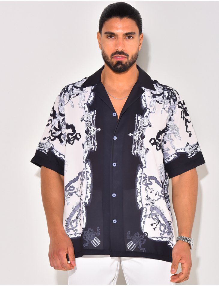 Chemise manches courtes à motifs cavaliers