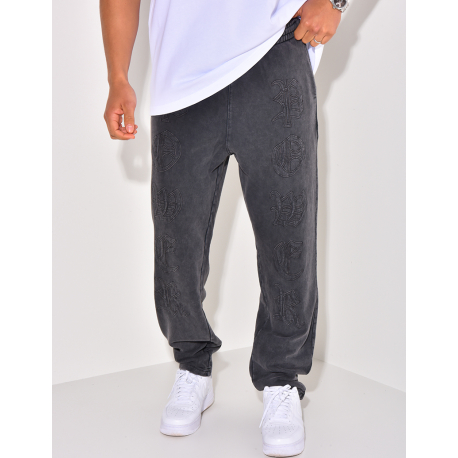 Pantalon de jogging à écriture aspect vieilli