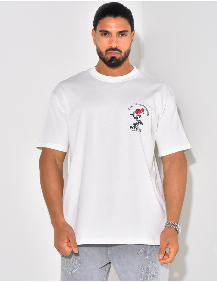 T-shirt "Positive" motifs rose