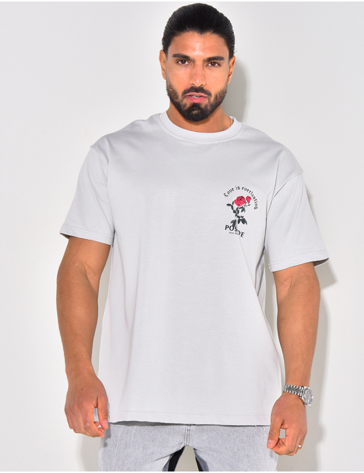 T-shirt "Positive" motifs rose