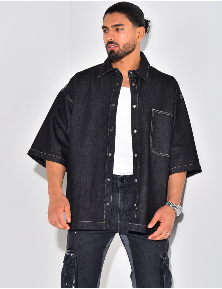 Chemise en jeans manches courtes oversize