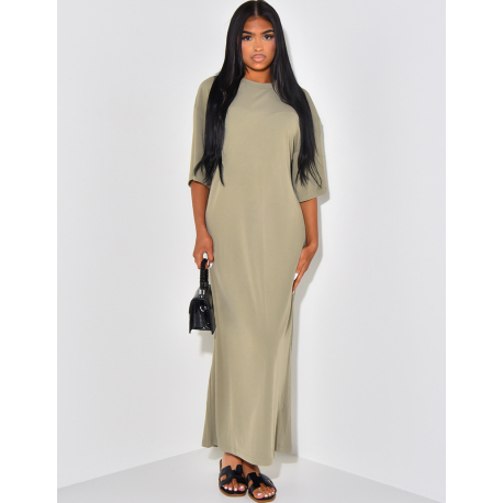 Long straight-cut ribbed t-shirt dress