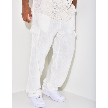 Pantalon cargo en lin