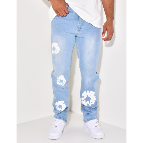 Jeans fleur bleu