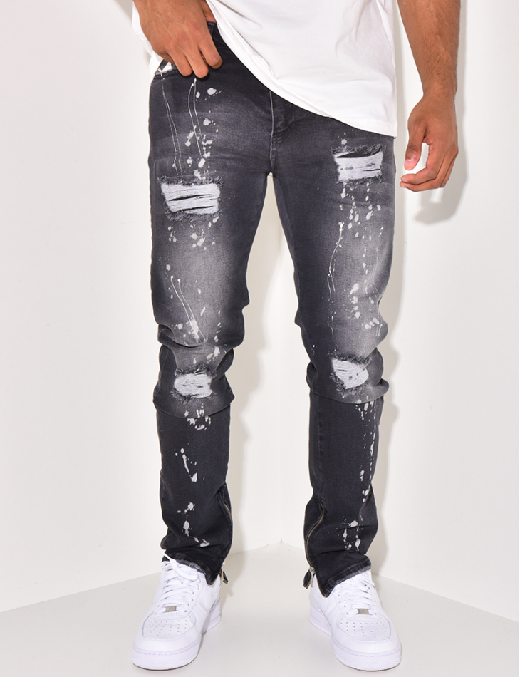 Jeans zippe dechire