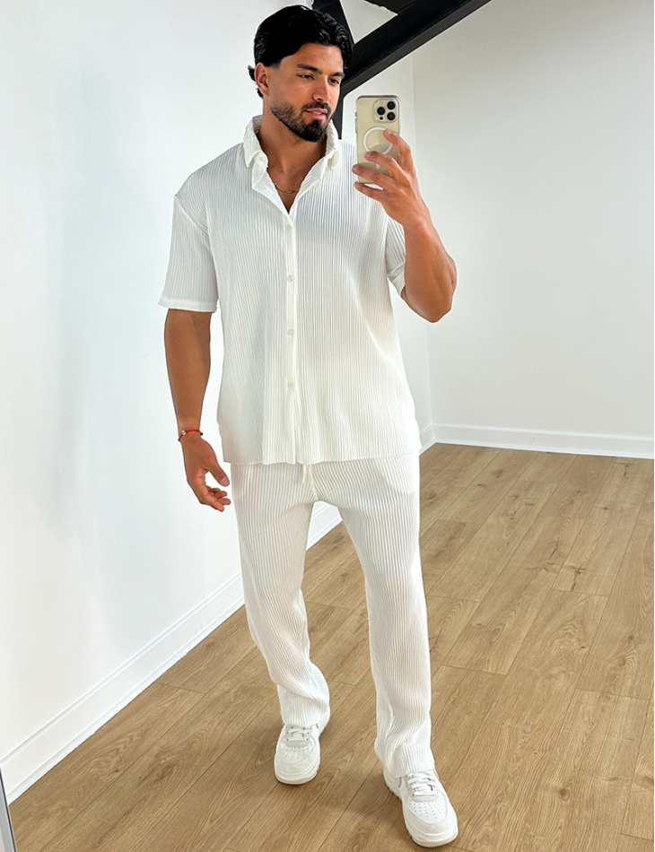 Ensemble chemise et pantalon plissée