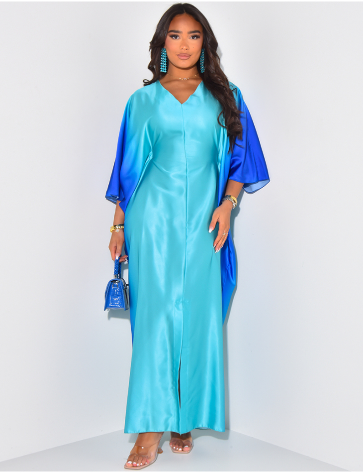 Robe en satin oversize bi-color à fente