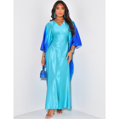 Robe en satin oversize bi-color à fente