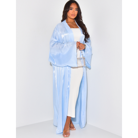 Long, oversized iridescent-effect kimono