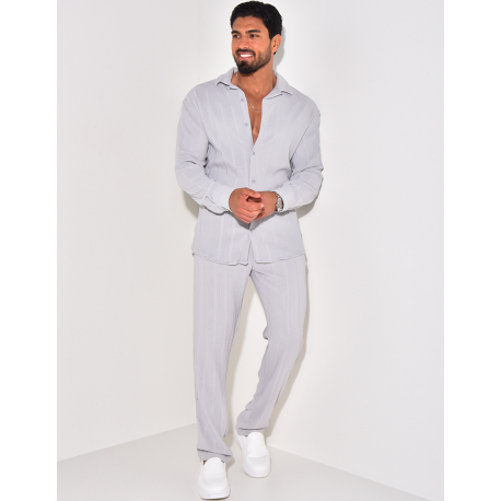 Ensemble pantalon et chemise manches longues texturé