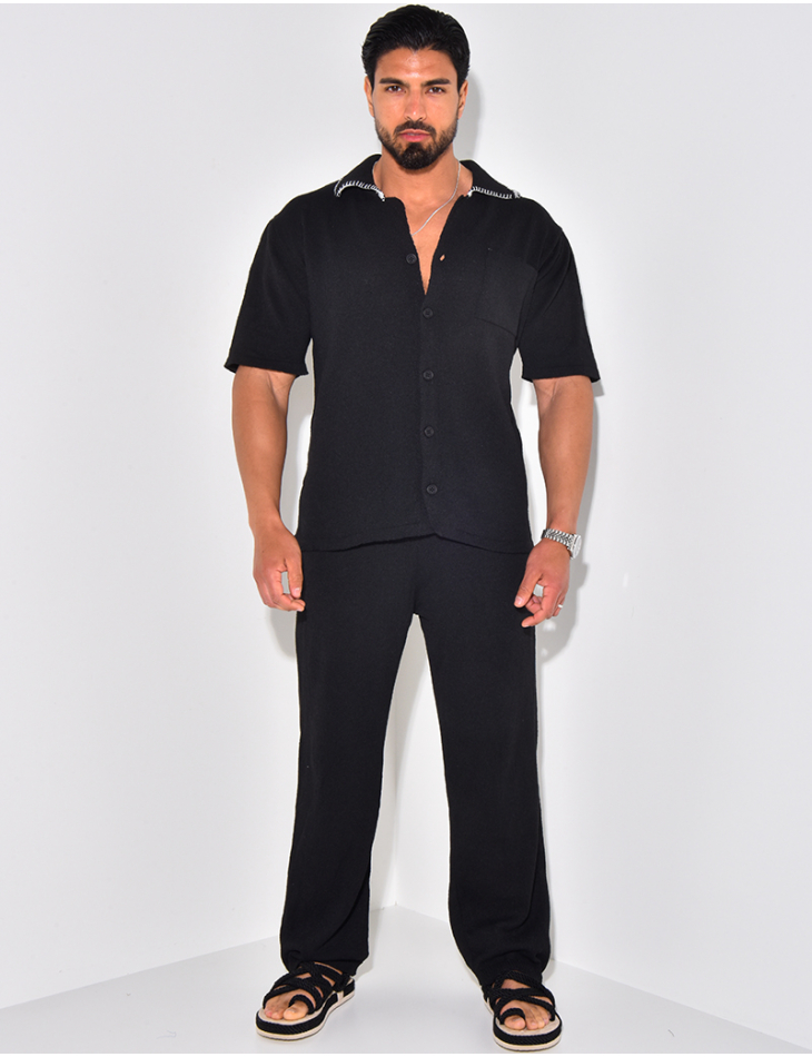 Ensemble pantalon et chemise manches longues