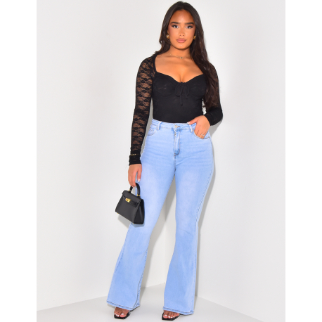 Jeans patte d'eph taille haute stretchy