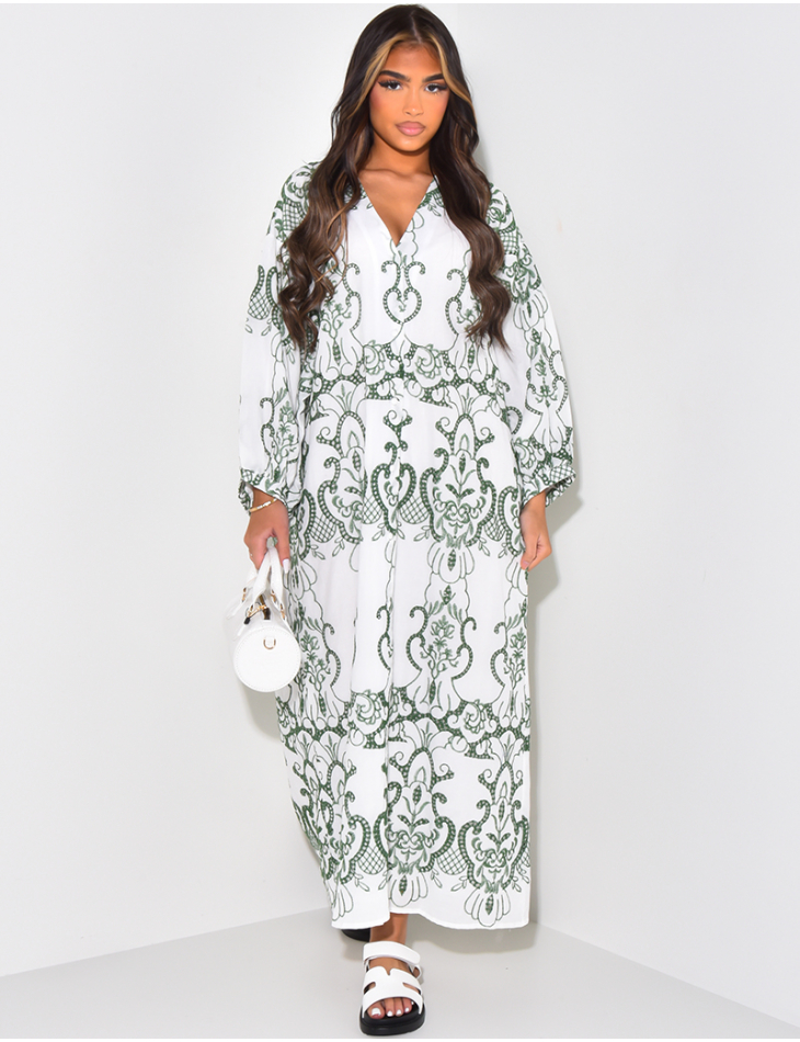 Cotton maxi dress with embroidery