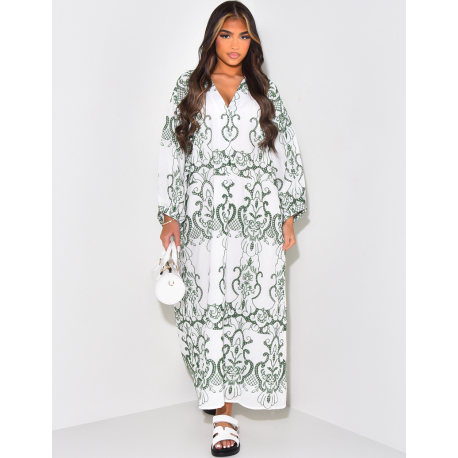 Cotton maxi dress with embroidery