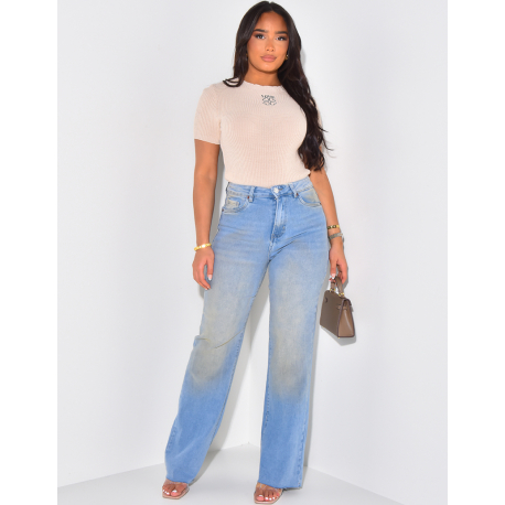 Stretchy straight-leg jeans with vintage wash