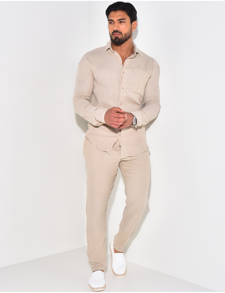 Ensemble pantalon et chemise texturé