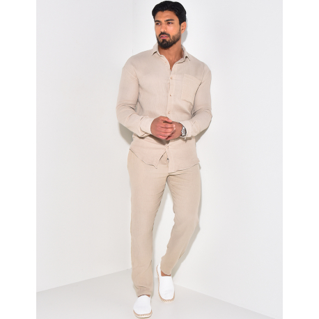 Ensemble pantalon et chemise texturé