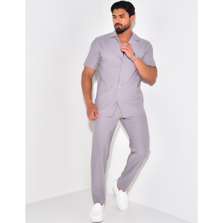 Ensemble pantalon et chemise plissé