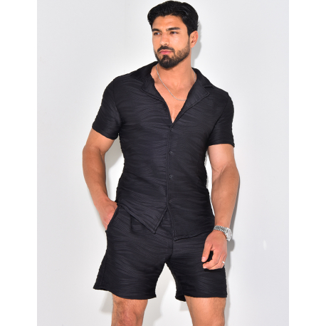 Ensemble short et chemise texturé