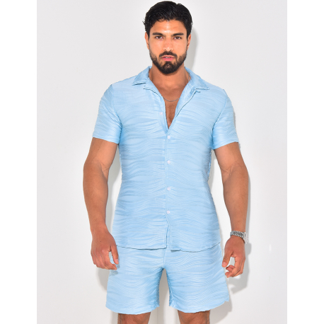 Ensemble short et chemise texturé