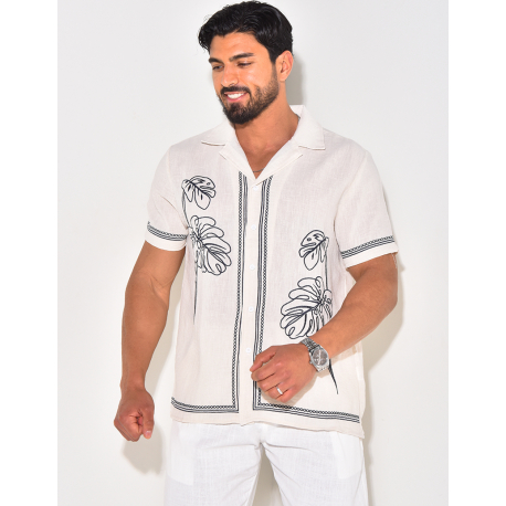 Chemise manches courtes à motifs brodés