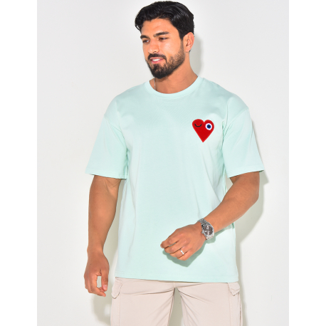 T-shirt coeur brodé