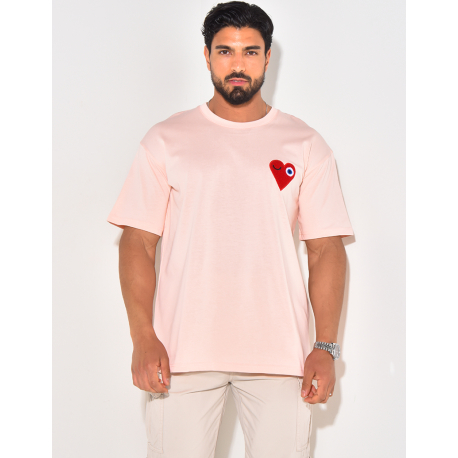 T-shirt coeur brodé