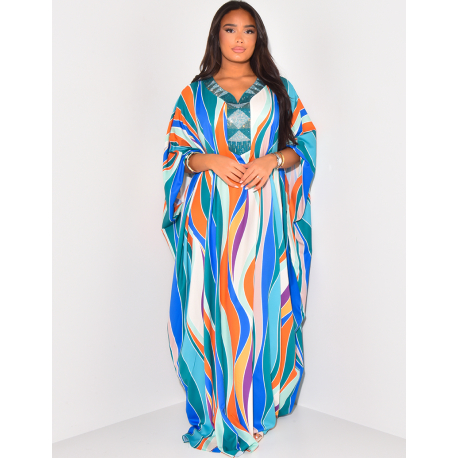 Oversized rhinestone print abaya