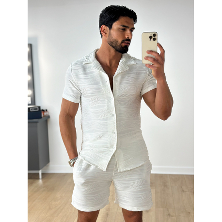 Ensemble short et chemise texturé